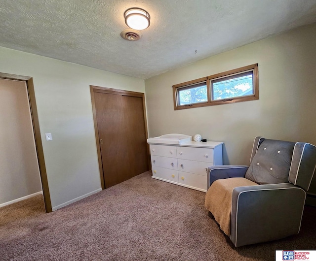 1241 Bessie St, Goehner, NE 68364 - sitting room with carpet floors, a textured ceiling, and baseboards