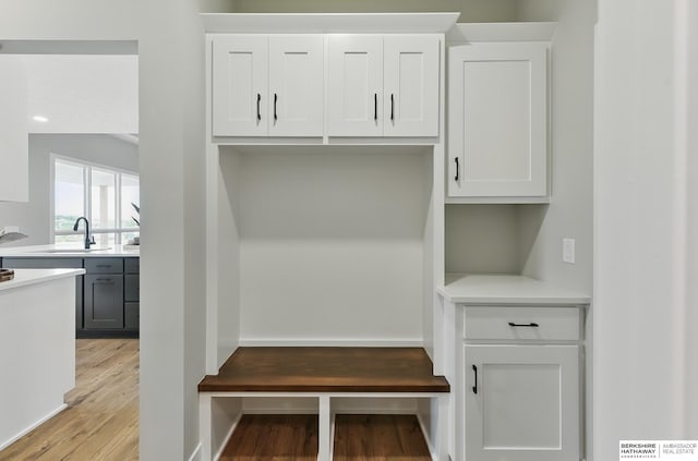 8218 N 167th Ave, Bennington, NE 68007 - mudroom featuring light wood finished floors and a sink