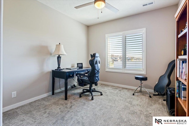 12601 S 78th St, Papillion, NE 68046 - home office featuring carpet flooring, ceiling fan, and baseboards