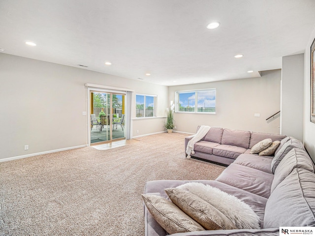 9656 White Pine Rd, Lincoln, NE 68505 - living room with recessed lighting, carpet flooring, and baseboards