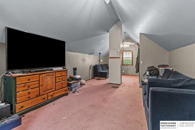 5101 Maple St, Omaha, NE 68104 - living area with light colored carpet and vaulted ceiling
