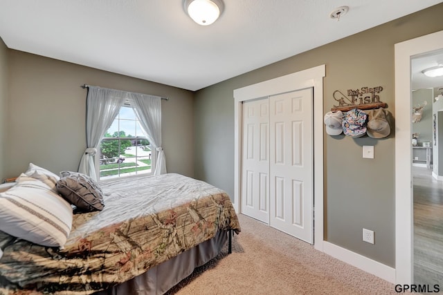 4441 W Hub Hall Dr, Lincoln, NE 68528 - bedroom featuring a closet, baseboards, and light carpet