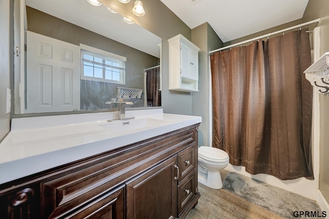 4441 W Hub Hall Dr, Lincoln, NE 68528 - full bath featuring toilet, vanity, wood finished floors, and curtained shower