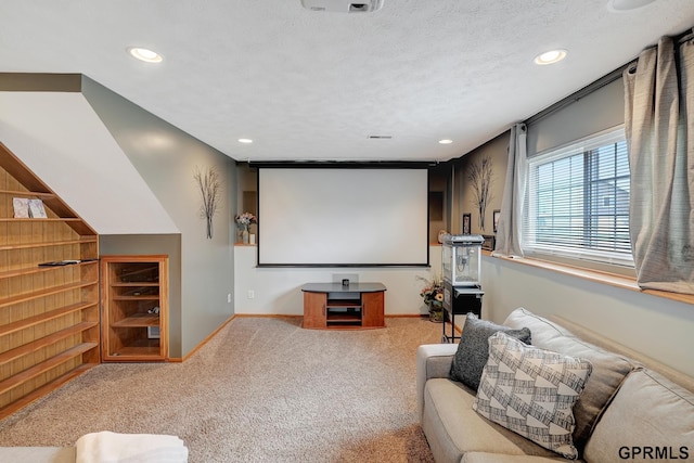4441 W Hub Hall Dr, Lincoln, NE 68528 - cinema room with carpet flooring, recessed lighting, baseboards, and a textured ceiling