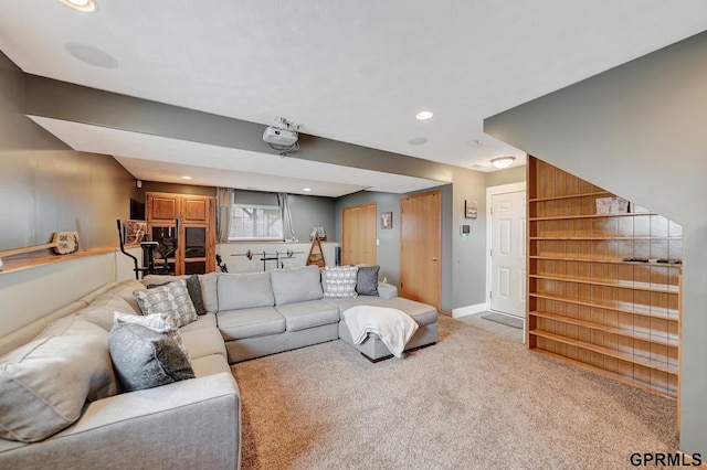 4441 W Hub Hall Dr, Lincoln, NE 68528 - living room featuring carpet, recessed lighting, and baseboards
