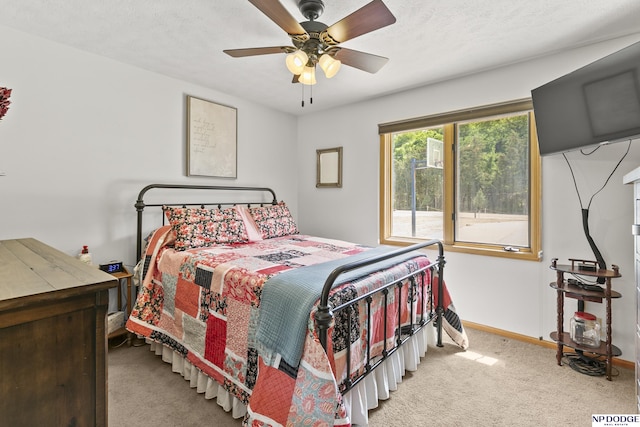 S-1196 N Lake Shore Dr, Fremont, NE 68025 - carpeted bedroom featuring baseboards and a ceiling fan