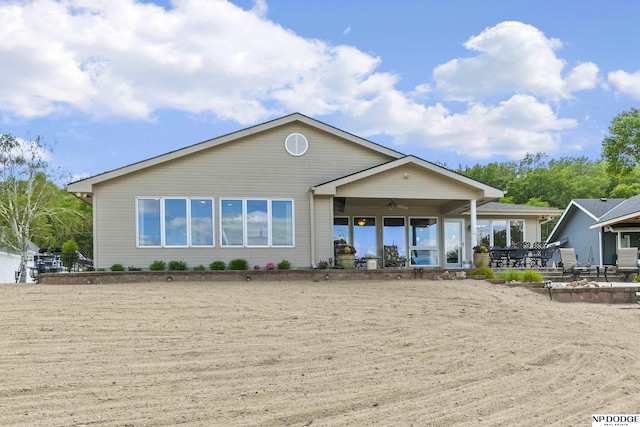 S-1196 N Lake Shore Dr, Fremont, NE 68025 - view of front facade with ceiling fan and a patio