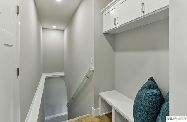 6320 Harvest Dr, Papillion, NE 68133 - mudroom with light wood-style flooring and recessed lighting