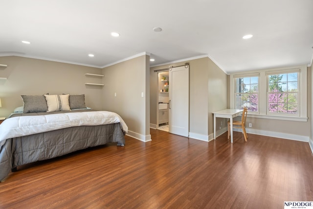 423 Fairacres Rd, Omaha, NE 68132 - bedroom with ornamental molding, wood finished floors, recessed lighting, and baseboards