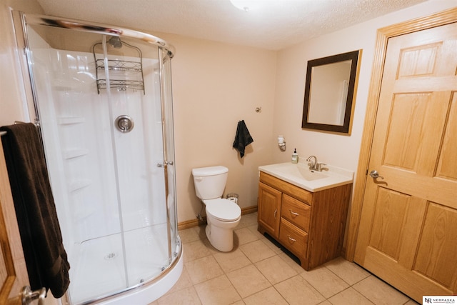 10955 N 58th Plz, Omaha, NE 68152 - full bathroom featuring vanity, a stall shower, toilet, and tile patterned flooring