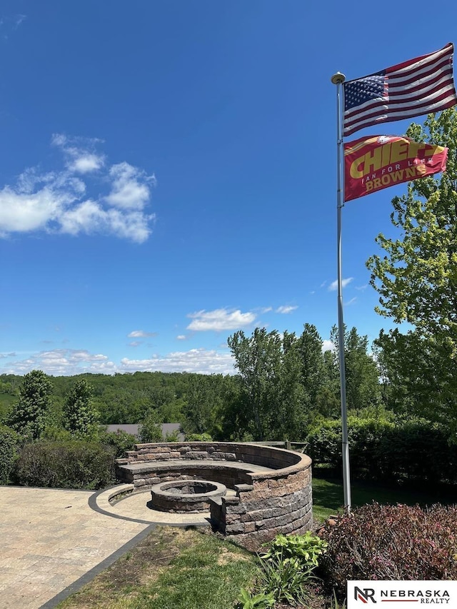 10955 N 58th Plz, Omaha, NE 68152 - exterior view of an outdoor fire pit and a forest