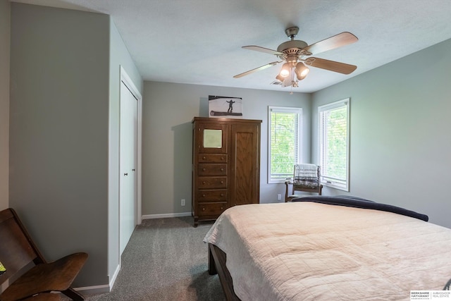 15210 Craig Cir, Bennington, NE 68007 - bedroom featuring carpet floors, baseboards, a ceiling fan, and a closet