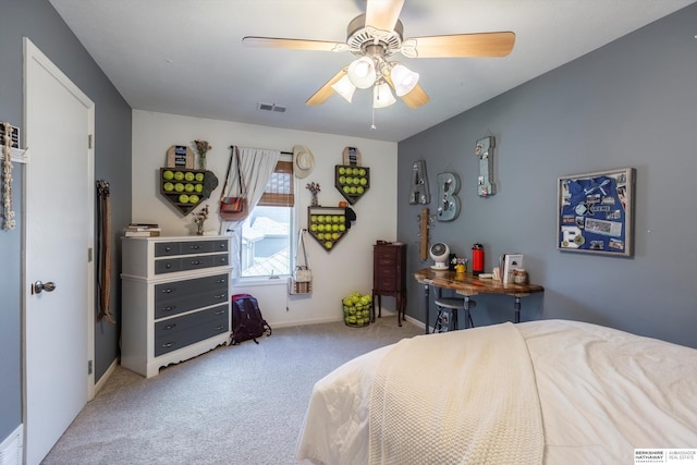 15210 Craig Cir, Bennington, NE 68007 - bedroom featuring light carpet, baseboards, and ceiling fan