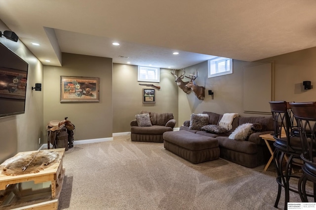 15210 Craig Cir, Bennington, NE 68007 - carpeted living room with recessed lighting and baseboards