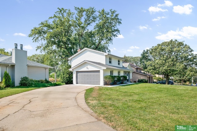 3501 Leawood Dr, Bellevue, NE 68123 - traditional-style home featuring driveway, a front yard, and a garage