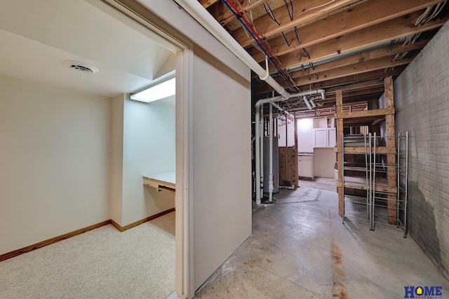 4801 S 72nd St, Lincoln, NE 68516 - unfinished basement featuring water heater and brick wall