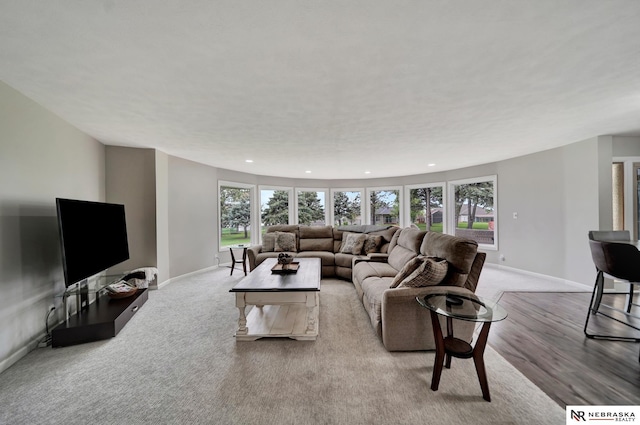 6844 Laurent Cir, Lincoln, NE 68526 - carpeted living area featuring baseboards, healthy amount of natural light, and recessed lighting