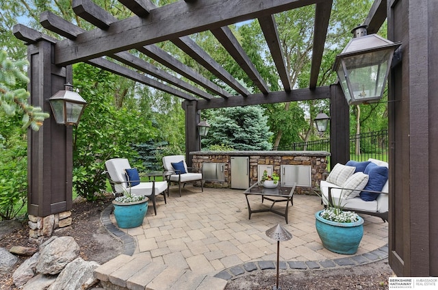 1419 N 188th St, Elkhorn, NE 68022 - view of patio / terrace featuring a pergola and an outdoor living space
