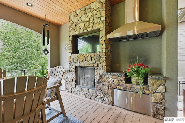 1419 N 188th St, Elkhorn, NE 68022 - wooden deck with a fireplace