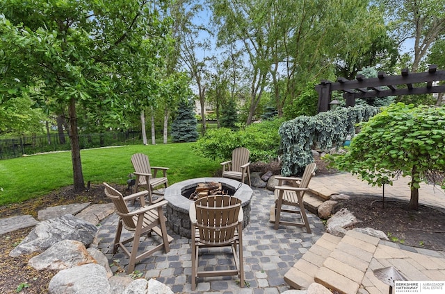 1419 N 188th St, Elkhorn, NE 68022 - view of patio featuring a fire pit