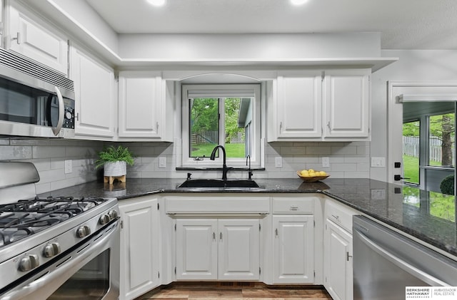 1725 N 162nd St, Omaha, NE 68118 - kitchen with appliances with stainless steel finishes, a sink, plenty of natural light, and white cabinetry