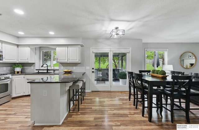 1725 N 162nd St, Omaha, NE 68118 - kitchen featuring stainless steel appliances, dark countertops, a sink, backsplash, and recessed lighting