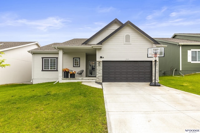 7717 N 108th St, Omaha, NE 68142 - single story home with a front yard, driveway, and a shingled roof