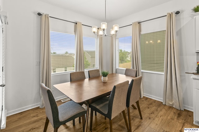 7717 N 108th St, Omaha, NE 68142 - dining room featuring a chandelier, light wood-type flooring, and baseboards