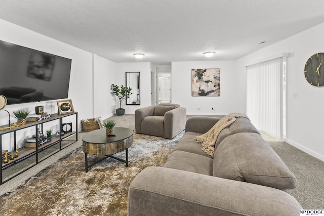 7717 N 108th St, Omaha, NE 68142 - carpeted living area featuring baseboards and a textured ceiling