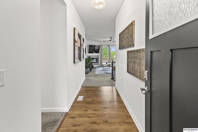 7717 N 108th St, Omaha, NE 68142 - hallway with wood finished floors and baseboards