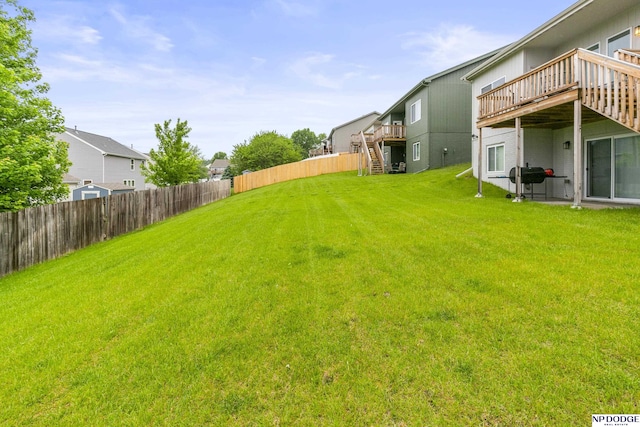7717 N 108th St, Omaha, NE 68142 - view of yard featuring a wooden deck and stairs