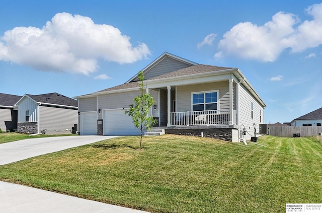 6312 Centennial Rd, Papillion, NE 68157 - ranch-style house with a porch, driveway, and an attached garage