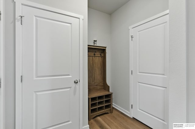6312 Centennial Rd, Papillion, NE 68157 - mudroom featuring wood finished floors and baseboards