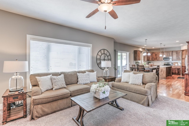 10311 S 124th St, Papillion, NE 68046 - living room with a ceiling fan, recessed lighting, and light carpet