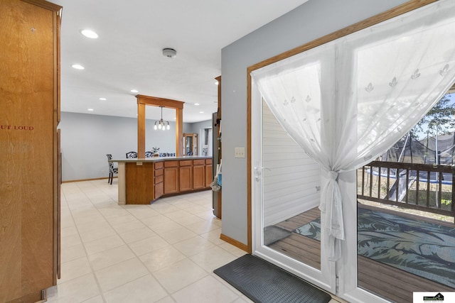 9521 N 140th St, Waverly, NE 68462 - hallway with baseboards, recessed lighting, and light tile patterned floors