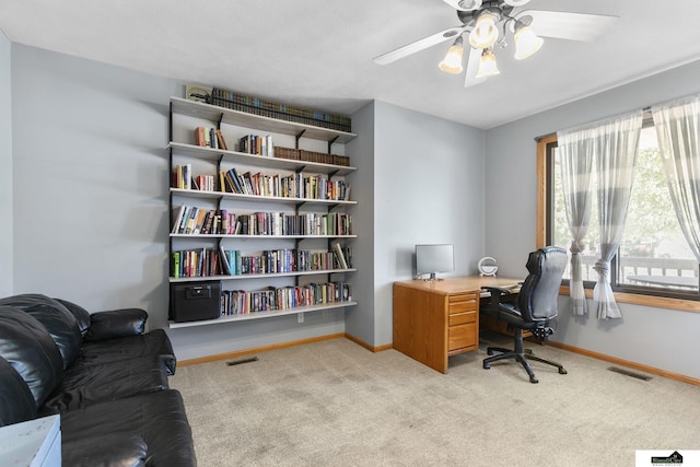 9521 N 140th St, Waverly, NE 68462 - office with light colored carpet, ceiling fan, and baseboards