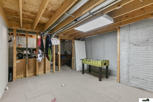 9521 N 140th St, Waverly, NE 68462 - unfinished below grade area featuring carpet floors and brick wall