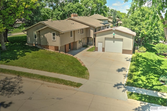 1915 S 131st Ave, Omaha, NE 68144 - view of front of house with driveway, a garage, a front yard, brick siding, and a shingled roof