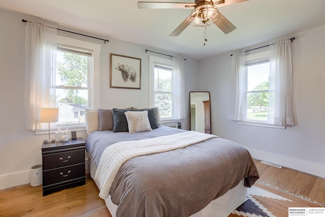4332 Vinton St, Omaha, NE 68105 - bedroom featuring light wood finished floors, baseboards, and ceiling fan