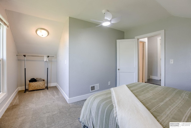 4332 Vinton St, Omaha, NE 68105 - bedroom with lofted ceiling, carpet flooring, baseboards, and a ceiling fan