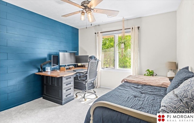 5517 S 174th Ave, Omaha, NE 68135 - carpeted bedroom with a desk, ceiling fan, and baseboards