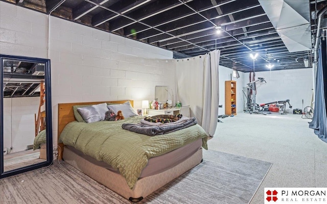 5517 S 174th Ave, Omaha, NE 68135 - carpeted bedroom with concrete block wall