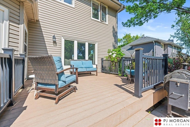 5517 S 174th Ave, Omaha, NE 68135 - wooden deck featuring an outdoor living space and a grill