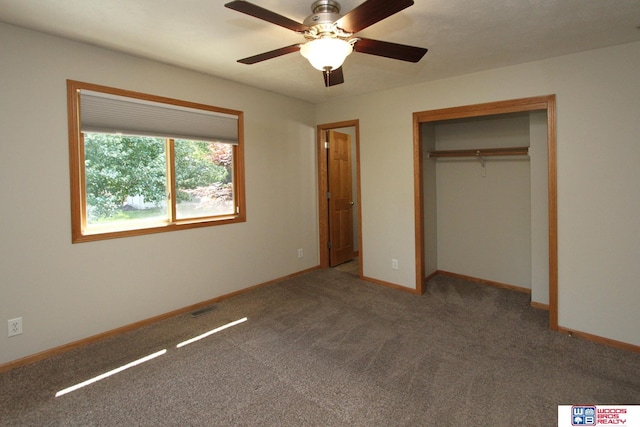 1912 SW 25th St, Lincoln, NE 68522 - unfurnished bedroom with carpet floors, a closet, baseboards, and a ceiling fan