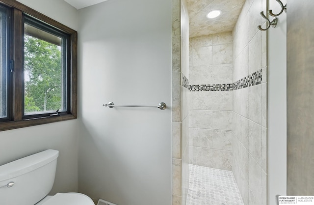 2564 County Road 12, Fremont, NE 68025 - full bathroom featuring tiled shower, toilet, and recessed lighting