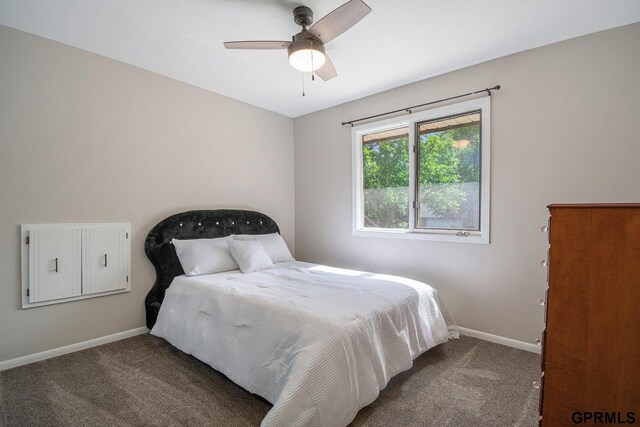 13055 Brookside Dr, Bellevue, NE 68123 - bedroom featuring baseboards, carpet, and ceiling fan
