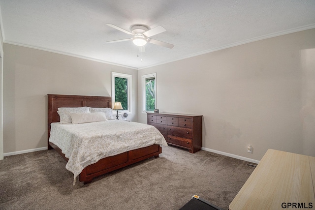 13055 Brookside Dr, Bellevue, NE 68123 - bedroom with ornamental molding, carpet, baseboards, and a ceiling fan