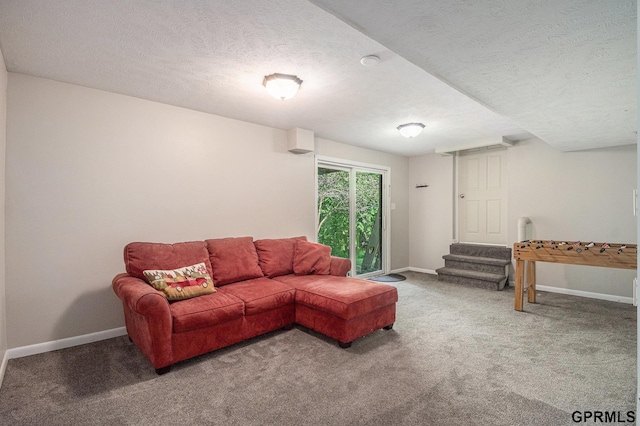 13055 Brookside Dr, Bellevue, NE 68123 - living area featuring baseboards, carpet floors, and a textured ceiling