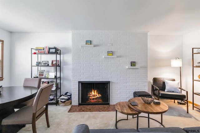 2206 N 56th St, Omaha, NE 68104 - carpeted living room featuring a brick fireplace