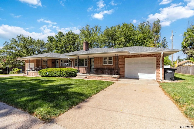 2206 N 56th St, Omaha, NE 68104 - ranch-style home featuring a porch, a garage, and brick siding